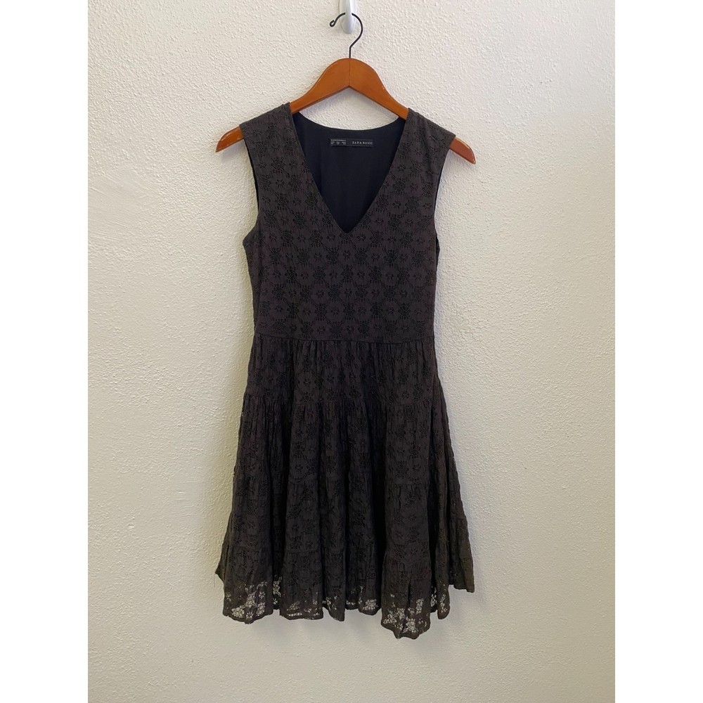 zara brown bohemian lace dress size xs